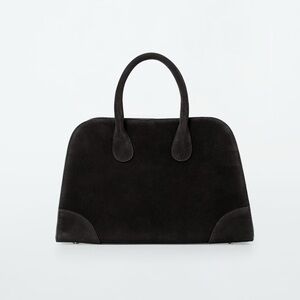 COS Mini Studio Suede Black Bowling Bag Tote Satchel